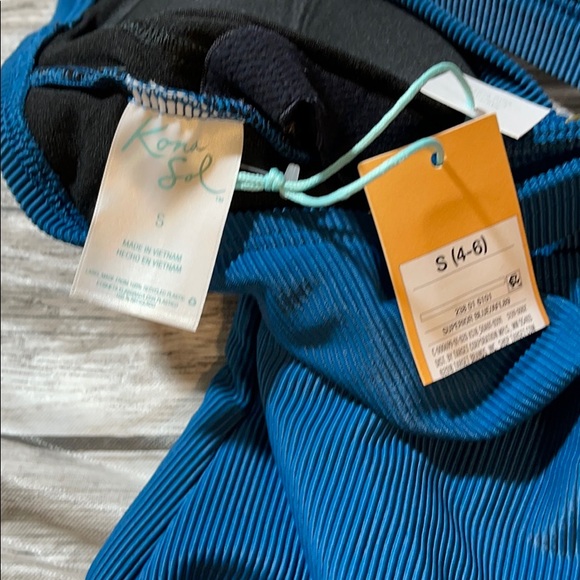 Kona Sol Blue Women’s Ribbed 1 piece Swimsuit Sm - Picture 7 of 10